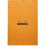 Rhodia 20100C - Notizblock (DIN A4+, 21 x 31,8 cm, 80 Blatt, gehfetet, gelocht, französische Lineatur, 80g) 1 Stück, orange
