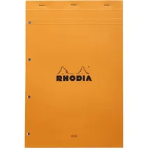 Rhodia 20100C - Notizblock (DIN A4+, 21 x 31,8 cm, 80 Blatt, gehfetet, gelocht, französische Lineatur, 80g) 1 Stück, orange
