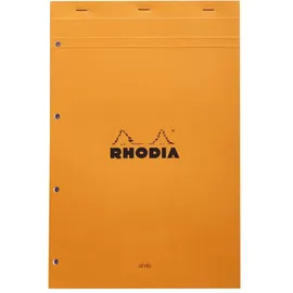 Rhodia 20100C - Notizblock (DIN A4+, 21 x 31,8 cm, 80 Blatt, gehfetet, gelocht, französische Lineatur, 80g) 1 Stück, orange