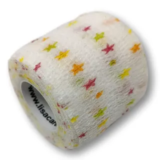 LisaCare Verband selbstklebend - 12 Rollen 5cm breit - selbsthaftend, elastisch für Kinder - Riesige Farb- & Motivauswahl - Bandagen zum Trösten (Sterne)