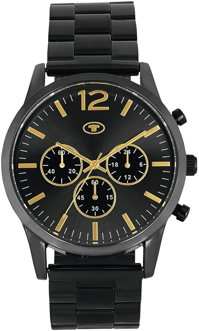 Chronograph TOM TAILOR, gunfarben, Armbanduhren, Herren, Chronograph, Quarzuhr, Armbanduhr, Herrenuhr, Edelstahlarmband, analog