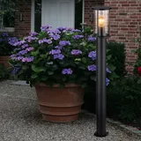 GLOBO LED Stehlampe Terrassenleuchte Standlampe Gartenleuchte, Edelstahl schwarz Glas rauch, 7W 806lm warmweiß, DxH 14,3 x 100cm