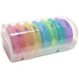 ISAKEN Tablettenbox 7 Tage 3 Fächer Morgens Mittags Abends, Pillendose Rund Feuchtigkeitsbeständiger Medikamentenbox Wochenbox Medikamentenbox Mit Großen Fächern für Vitamine und Medikamente