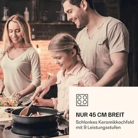 Klarstein Virtuosa 3 Slim Kochfeld 3 Felder 5000 W Dualzone Timer, Keramik