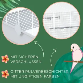 GarPet Vogelkäfig Wellensittich Kanarien Papagei 70 x 40 x 80 cm grau