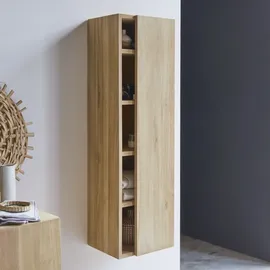 Tikamoon Badezimmer Hängeschrank Hochschrank aus massivem Teak Bad Naturholz Badschrank