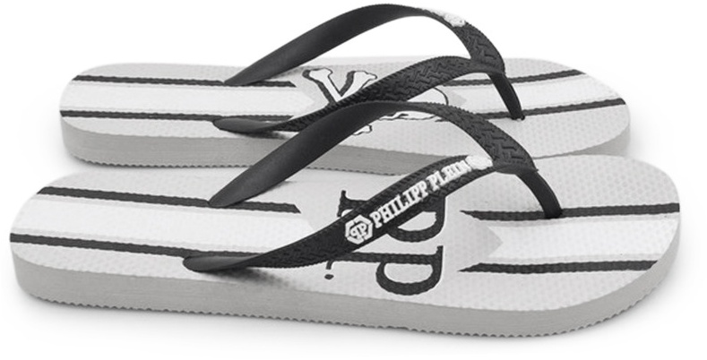 Philipp Plein Flip Flops Grau Flipflops Zehentrenner Gr. 40-41