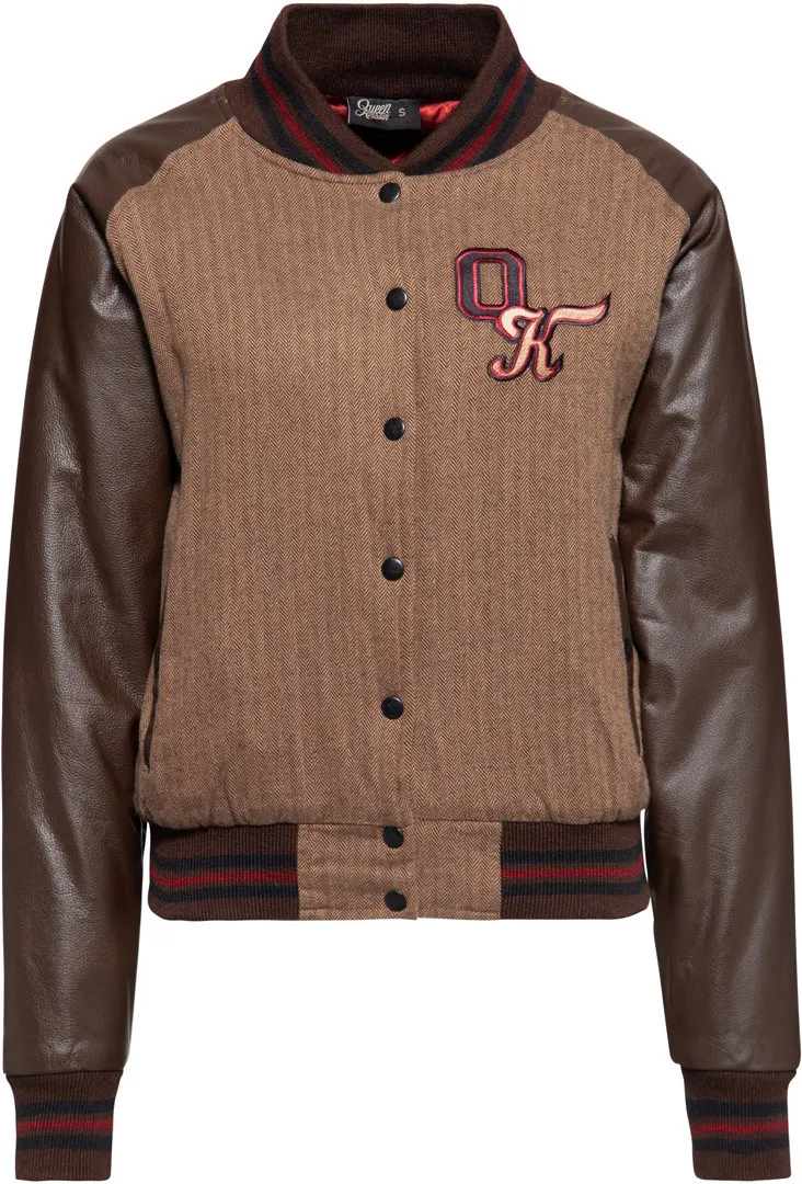 Queen Kerosin Baseball College Dames Jas, zwart-bruin, XL Voorvrouw