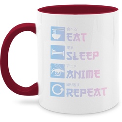 Shirtracer Tasse Eat Sleep Anime Repeat – Manga, Keramik, Anime Merch Kaffeetasse rot