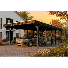 SKANHOLZ Friesland Flachdach Carport 4,02 x 8,60 m anthrazit inkl. Pfostenanker