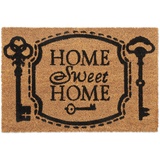 Relaxdays Fußmatte Kokos, Home Sweet Home, Schlüssel, 40 x 60 cm, Türvorleger innen & außen, Türmatte, Natur/schwarz