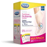 Scholl Pedimask Nährend 0% Düfte und Farbstoffe, feuchtigkeitsspendende und regenerierende Fußmaske, 4 Paar feuchtigkeitsspendende Socken für glatte und weiche Füße, Einlegdauer: 20 Minuten