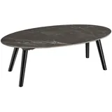 Tectake tectake® Ovaler Couchtisch, Marmoroptik, wetterfest, 100 x 50 x 34,5 cm