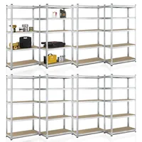Juskys Lagerregal Metall 180 x 90 x 40 cm Silber