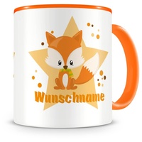 Samunshi® Kindertasse mit Namen Tasse Baby Fuchs Personalisierte Tasse mit Namen Kinder Kinderbecher mit Namen Kindergarten orange 300ml