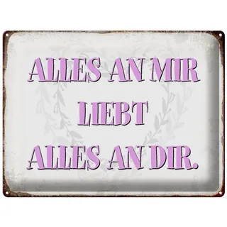Femer GmbH Metallschild Spruch 40x30cm alles an mir liebt alles an dir, (1 St), gewölbte Oberfläche, abgerundete Ecken, umgeschlagene Kanten