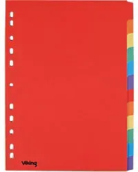 Viking Standard Blanko Register DIN A4 Farbig sortiert 12-teilig 175 g/m2 Manila 11 Löcher 12 Blatt