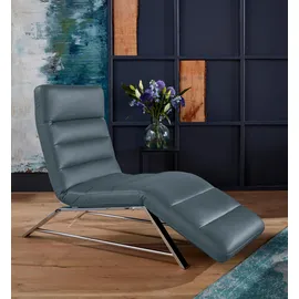 W.Schillig Relaxliege daily dreams Leder/Polyester 75 x 91 x 170 cm Blau mit Kissen