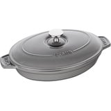 Staub Ofenform/Servierplatte/Auflaufform mit Deckel oval, 23 cm, 1 l, aus Gusseisen, Für alle Herdarten inkl. Induktion & Backofen, Graphitgrau