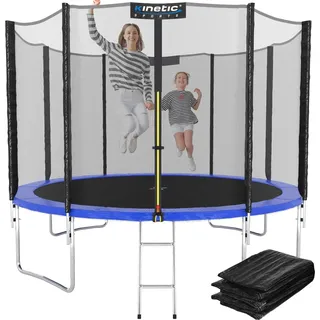 Kinetic Sports Salto Plus 335 cm  inkl. Sicherheitsnetz, Regenplane und Leiter Blau