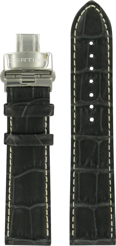Certina Leder Lederarmband 22mm/20mm C600018899 - alligator-prägung,grau,rind