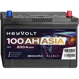 HeyVolt Starterbatterie ASIA Autobatterie A100R 12V 100Ah 830A Pluspol Rechts