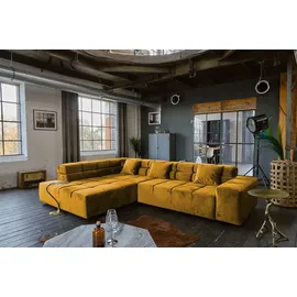 KAWOLA Sofa NEVADA Ecksofa Velvet curry Recamiere links