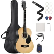 Vevor Dreadnought Akustik Gitarre 36 in / 914,4 mm, Anfängerpaket mit Gigbag, Natur