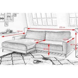 KAWOLA Ecksofa Cara Cord Recamiere links grau