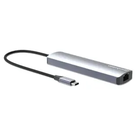 Manhattan 7-in-1 4K USB-C PD Dock 153966 laptop-dockingstation & portreplikator Kabelgebunden USB 3.2 Gen 2 (3.1 Gen 2) Type-C Silber