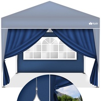 tillvex® 2X Seitenwand für Pavillon 3x3m | Faltpavillon Seitenteile wasserabweisend | Seitenfenster & Reißverschluss | Seitenwände für Gartenzelt Partyzelt Blau