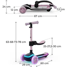 Kinderkraft RAKET UP 2-in-1 Scooter mit Sitz Rosa