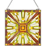Vevor Buntglasfensterpaneel (501 x 527 mm) hängendes Buntglas mit Kette, Buntglas im Tiffany-Stil zum Aufhängen, traditionelles rechteckiges Vintage-Kunsthandwerk Fensterdekor für Küche & Kirchen
