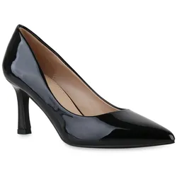 Damen Spitze Pumps in Schwarz Lack