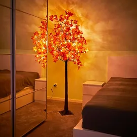 NORTHPOINT LED Herbsttbaum Herbstdeko in Ahorn-Optik In- & Outdoor | 120 warmweiße LEDs | 180cm hoch | elastische Zweige | Timerfunktion | IP44