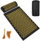 BULZEU Akupressurmatte mit Kissen, Akupressur Set gegen Nacken und Rückenschmerzen, Akupunkturmatte Acupressure Mat Massagematte zur Wohltuenden Entspannung und Massage(C)