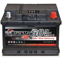 Autobatterie 12V 60Ah 540A BlackMax Starterbatterie ersetzt 55Ah 56Ah 61Ah 62Ah 63Ah, mit PKW