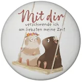 speecheese Meerschweinchen Magnet rund mit Spruch Zeitverschwendung am liebsten mit dir Ideal für Freunde Freundin Blumenkranz-Motiv Geburt Geburtstag feiern das Leben