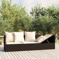 Yolola Gartensofa mit Kissen Gartensofa 3-Sitzer Rattan Sofa Balkonmöbel Lounge Sofa Outdoor Balkonsofa Sonnenliege Gartenmöbel Sonneninsel Gartenliege Lounge Gartenbank Gartenbett Braun