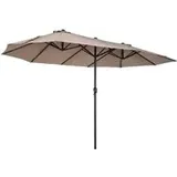 Outsunny Doppelsonnenschirm 455 x 270 cm Hellkaffee