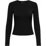 Only Damen Langarmshirt - ONLRILEY O-NECK TOP, Longsleeve, Rundhals, Cotton Stretch Schwarz M