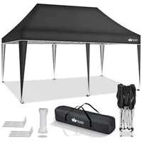 Tillvex - Pavillon 3x6m Anthrazit wasserdicht Pop-Up Faltpavillon höhenverstellbar