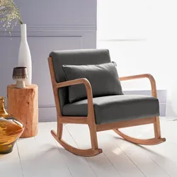 Schaukelstuhl Design Holz und Stoff, Dunkelgrau, 1 Sitz, skandinavischer Schaukelstuhl - Lorens