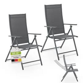 Juskys Gartenstuhl Calena 2er Set 7-fach verstellbar 55 x 70 x 106 cm anthrazit