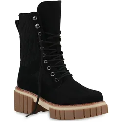 Damen Plateau Boots in Schwarz