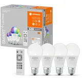 LEDVANCE LED Leuchtmittel Smart+ WIFI 4er Set E27, RGBW, Kolbenform, 9 W