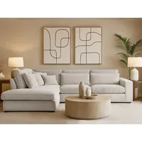 Beautysofa Ecksofa mit dekorativen Kissen PARMA, im modernes Design, klassische Polsterecke inklusive Wellenfedern, Ottomane links oder rechts wählbar beige