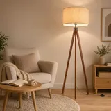 Stehlampe wohnzimmer Leselampe Stehleuchte Stativ aus Holz, E27 LED Stehlampe für Schlafzimmer,Büro Arbeitslampe, (Glühbirne nicht enthalten) - Bronze