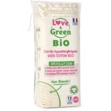 Love & Green Square Wattepads, ungebleicht, 1 Packung mit 60 Stück