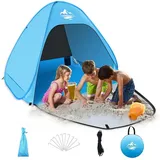 LuxusKollektion Strandmuschel Strandmuschel Pop Up Strandzelt automatisch UV-Schutz 50+ 2-3 Personen blau